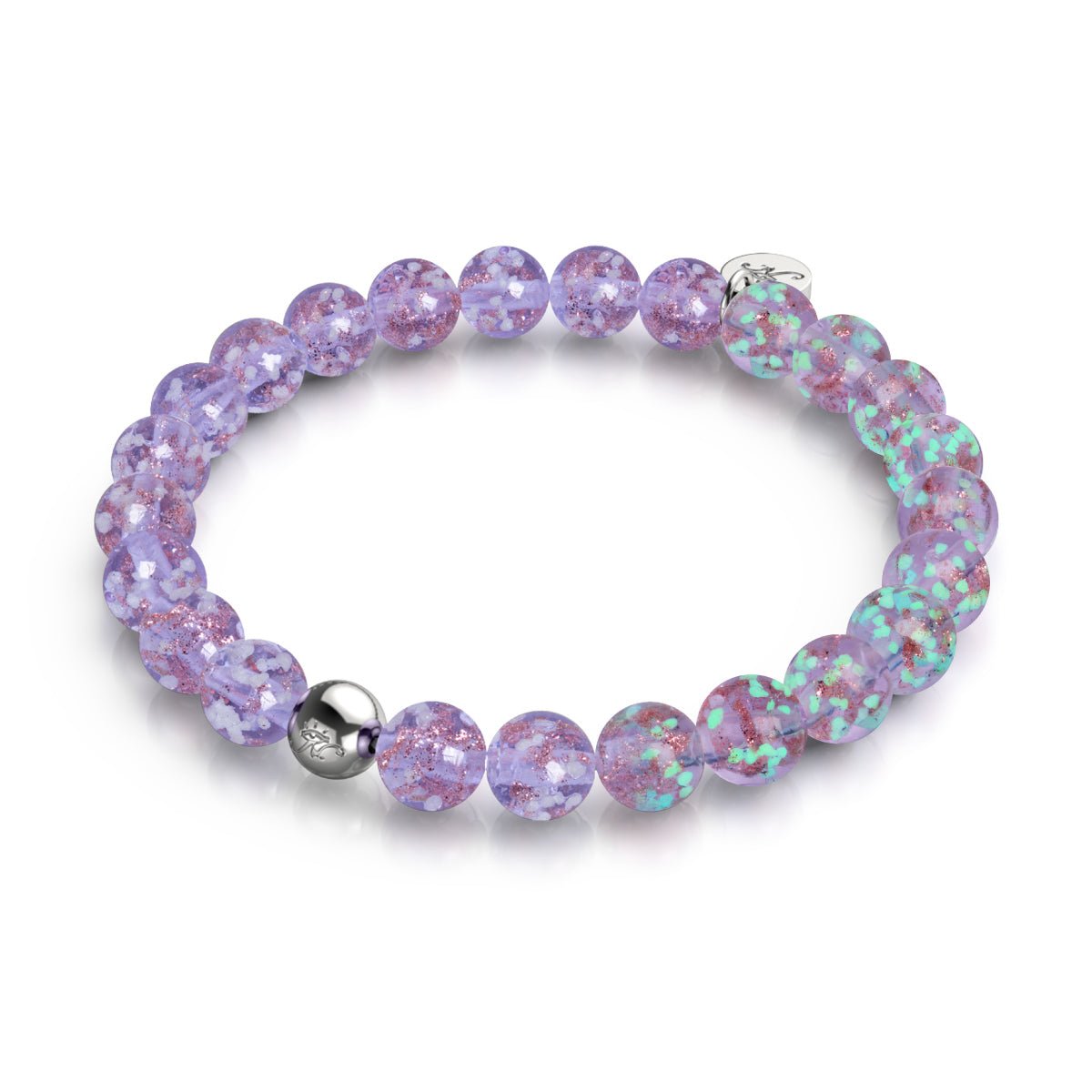 Flieder | 925 Sterling Silber | Glühwürmchen-Glasarmband